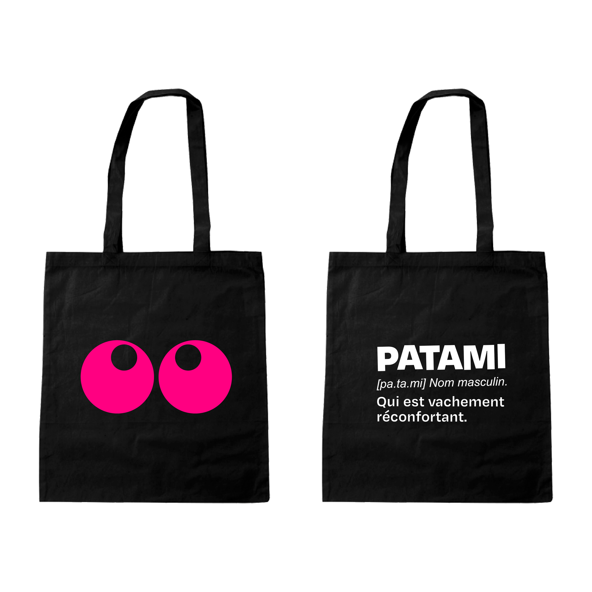 Tote bag noir 100% coton bio avec sérigraphie Astéréotypie PATAMI